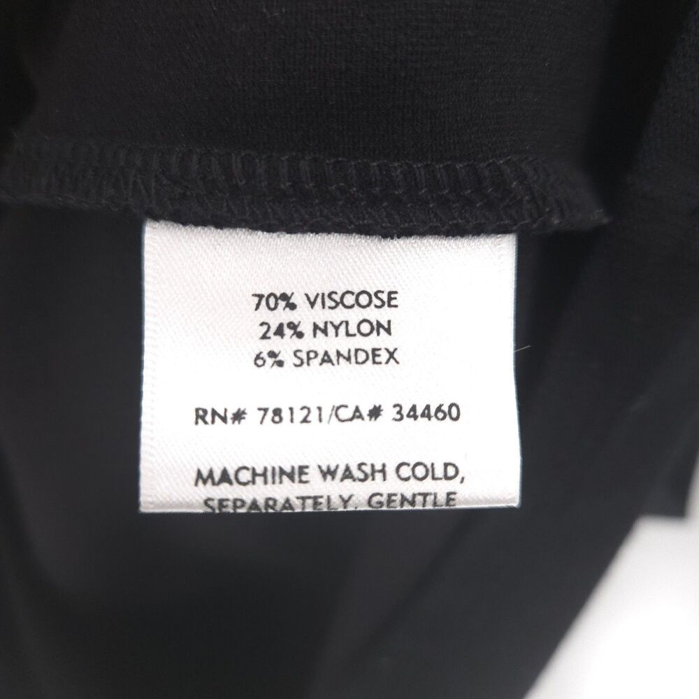 Eileen Fisher Black Crepe midi Dress Size M empire faux wrap sleeveless stretch - Picture 5 of 8